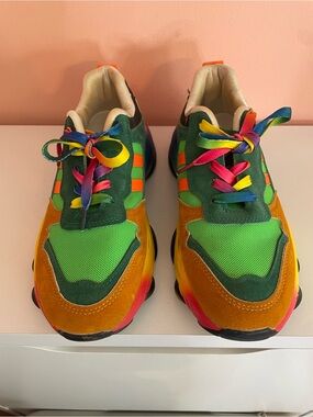 Women’s Multicolor Rainbow Lace-Up Sneakers ***Read Description***